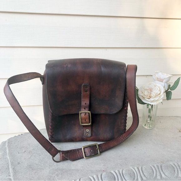handmade Other - Handmade Vintage 60’s leather Feedbag, whip stitched, distressed brass hardware